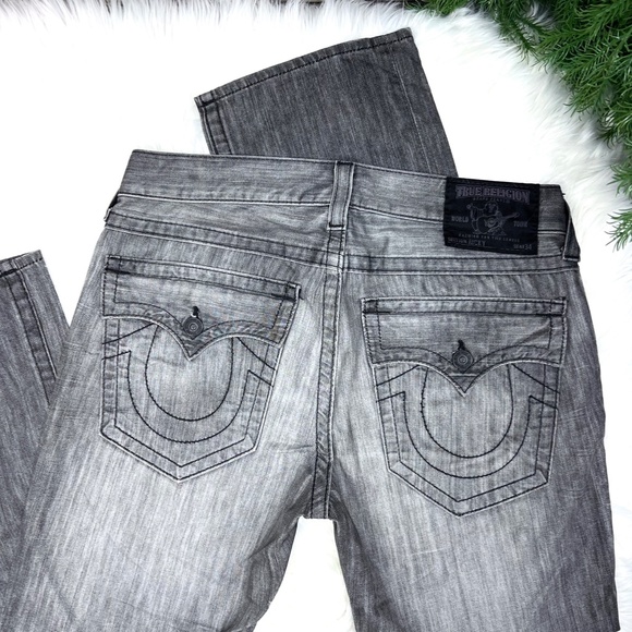 🚫SOLD!👖NWOT |•TRUE RELIGION•| Grey 'Ricky' Straight Leg Flap Pocket Jeans 34 - Picture 10 of 16